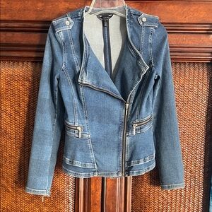 White House Black Market Denim Moto Jacket